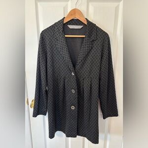 Avenue Black Gray Patterned Women's Jacket Blazer Size 14/16 Large